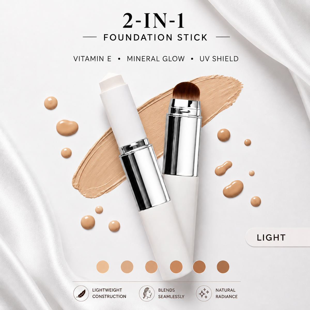 Korean Colour-Changing Foundation Stick | Flawless Skin Coverage |