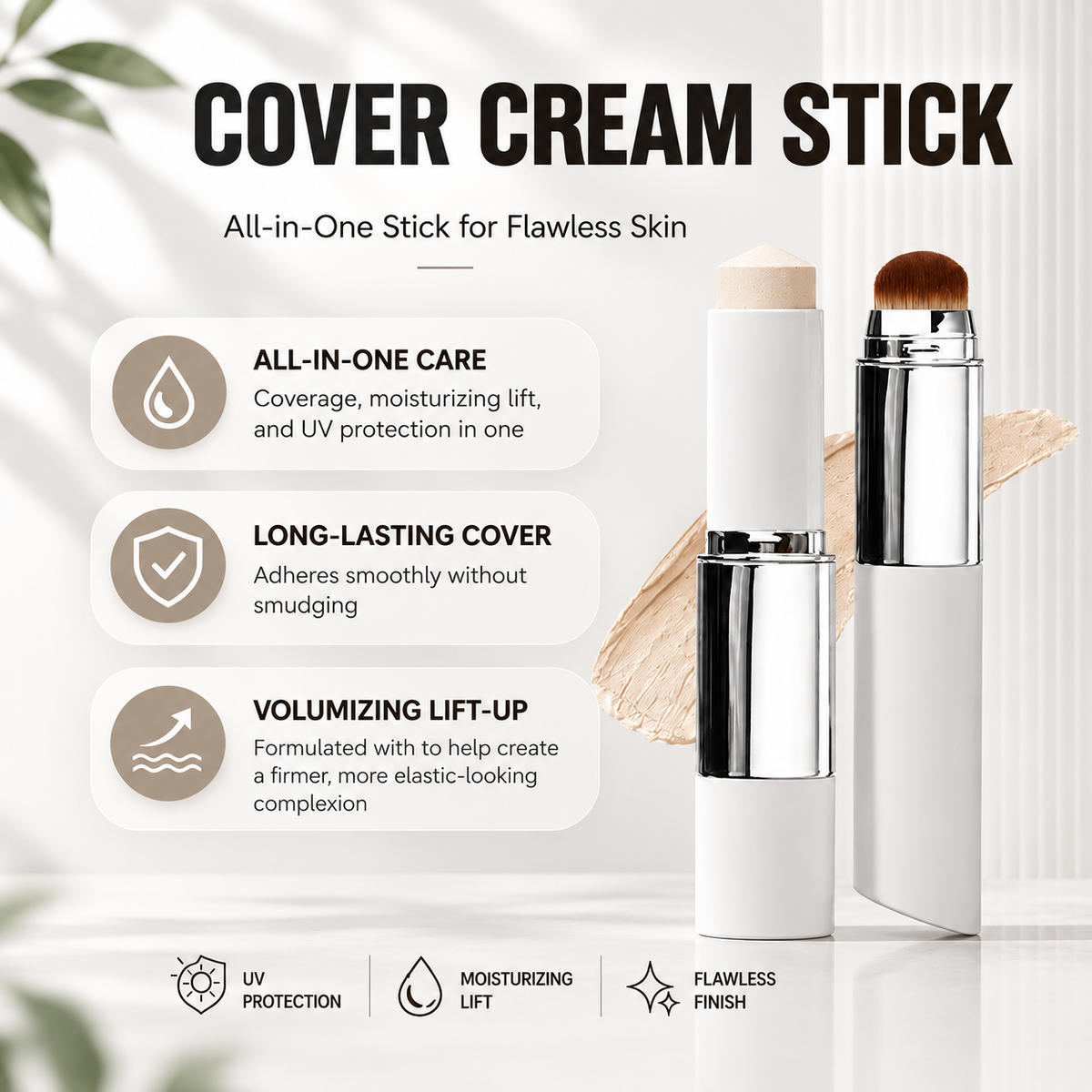 Korean Colour-Changing Foundation Stick | Flawless Skin Coverage |