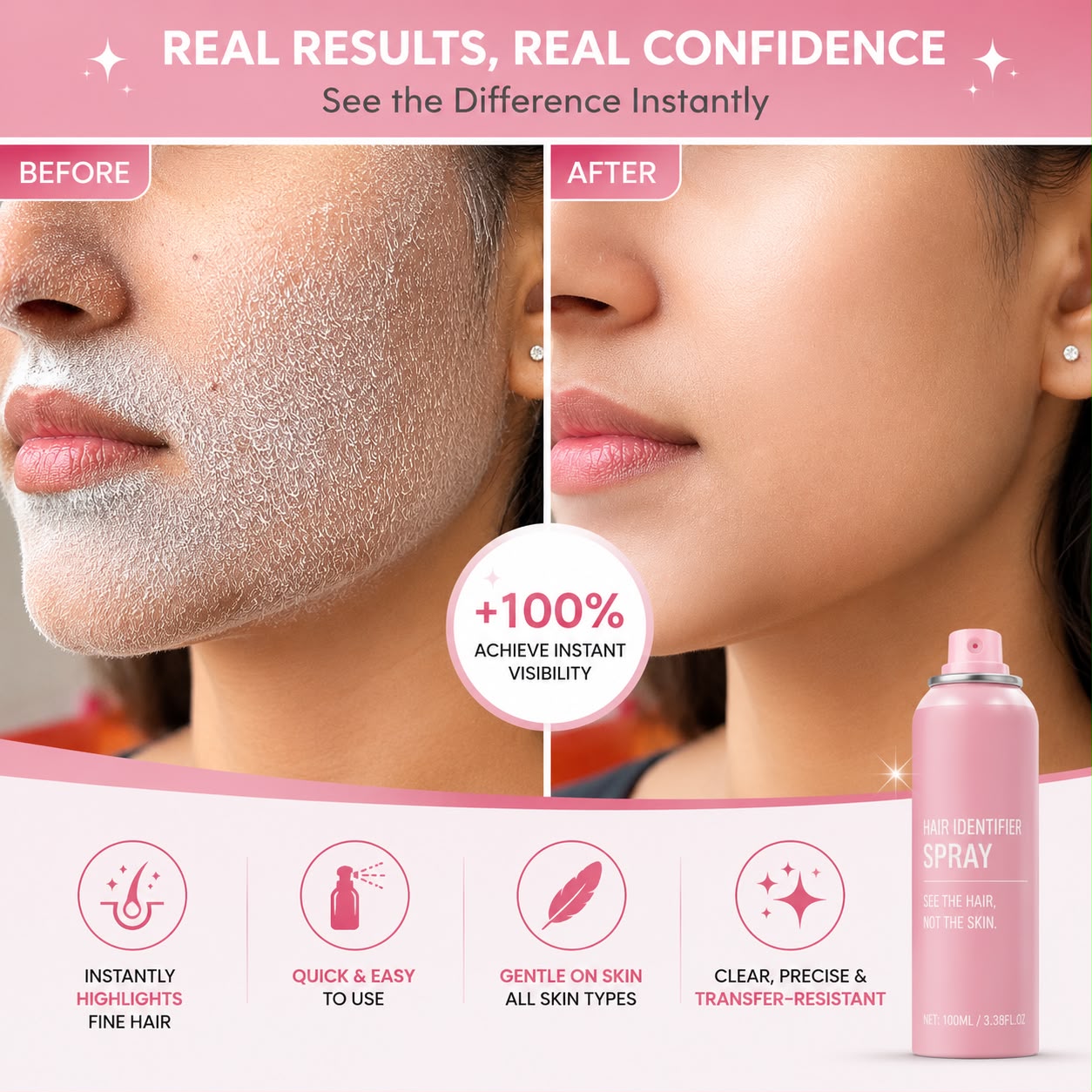 Premium Hair Identifier Spray grooming kit for accurate facial hair removal